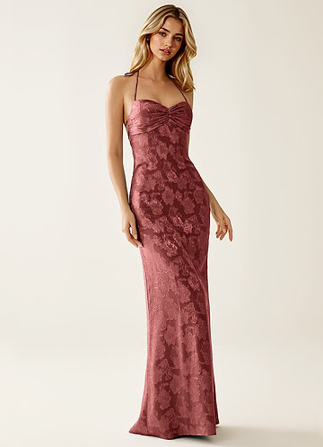 Angena Vintage Rose Jacquard Opne Back Party Dress image1