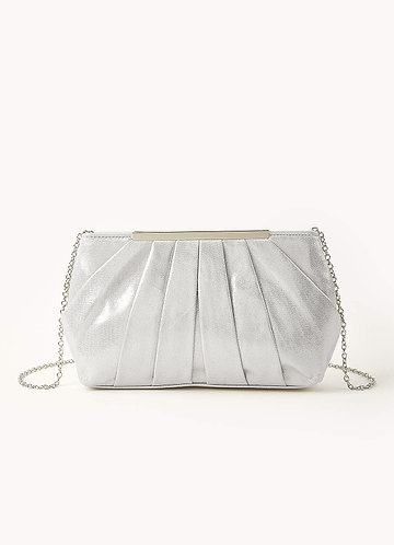 front Metallic Pleated Clutch