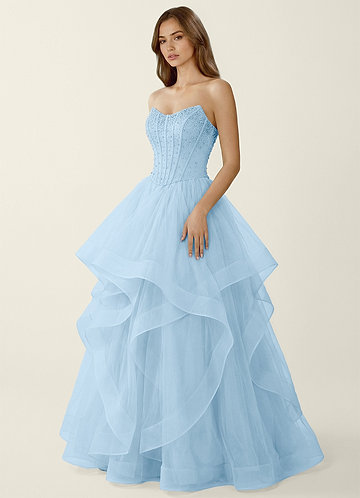 Cressida Sky Blue Two-piece Corset Lace Up Back A-line Prom Dress image1