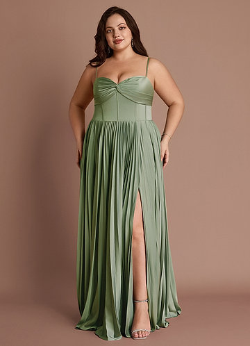 Tyla Dusty Sage Pleated Maxi Dress image1