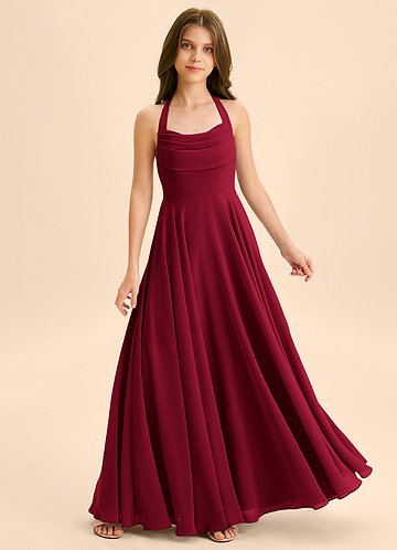 Azazie Kady Junior Klä av A-Line i Chiffong Älskling Halsringning image1