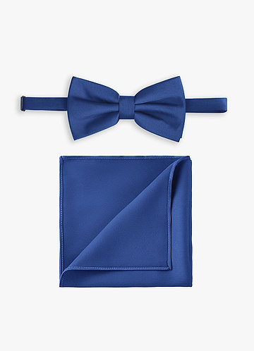 front Conjunto de pajarita y pañuelo de bolsillo de satén elástico