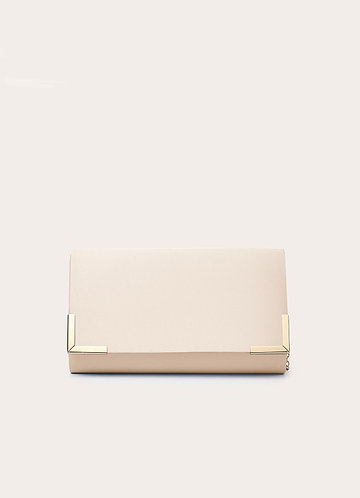 front Matching Color Matte Satin Envelope Clutch Bag