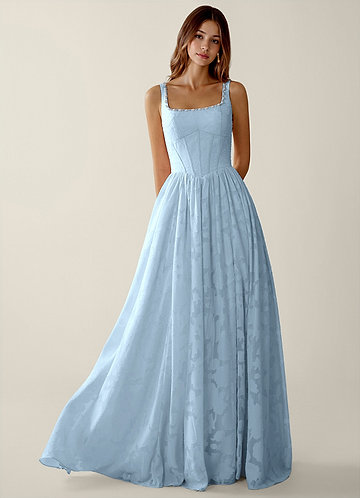 princess polly baby blue dress Long Light Blue Prom Dress with Glitter Print Blue / XSmall main image 1