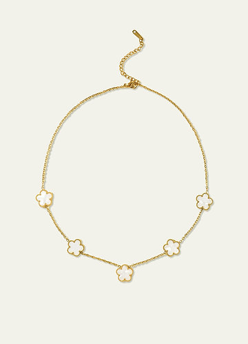 front 18K Gold Plated Stainless Steel Five-Leaf Clover Charm Necklace