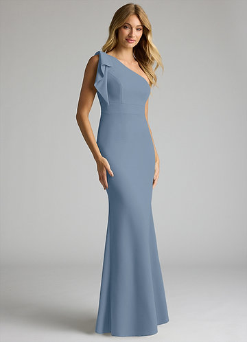 crepe bridesmaid dresses uk Trumpet/Mermaid Stretch Crepe Bridesmaid Dress One-Shoulder Floor-Length  with Shoulder Flower Split S6061BA - Bridesmaid Dresses
