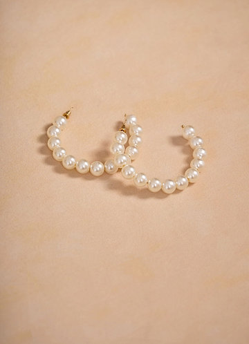 front Pendientes de aro grandes de perla