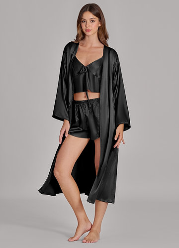 front Ensemble de vêtements d'intérieur 3 pièces en satin