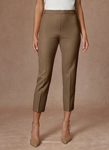 front Charlotte Truffle Refined Weave Dress Pants