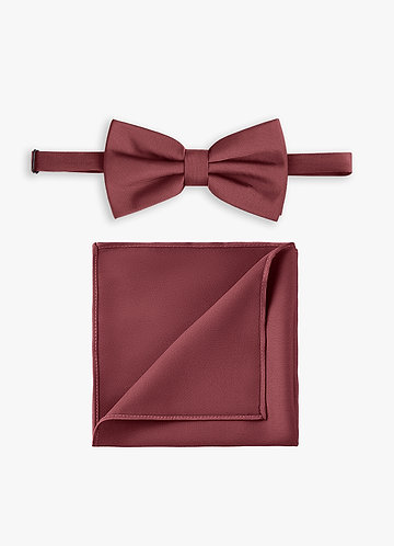 front Conjunto de pajarita y pañuelo de bolsillo de satén elástico