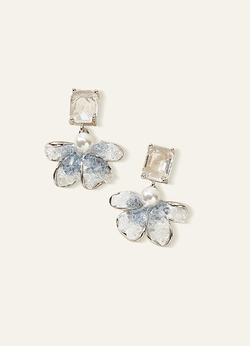front Something Blue Flower Drop Earrings
