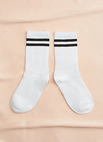 front Double Stripe Crew Socks
