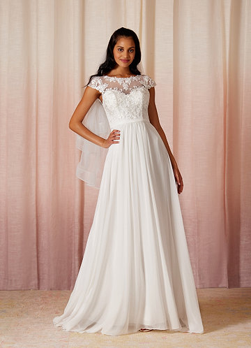 Illusion neckline Pearls Strapless Satin Wedding Dress Bridal Gowns With  Train QW8073