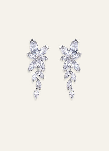 front Floral Leaf Rhinestone Drop Earrings
