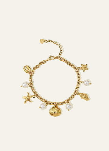 front Shell Starfish Pearl Charm Bracelet