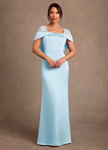 Azazie Henrieta Mother of the Brides Dresses Sky Blue Sheath Lace Stretch Satin Dress image1