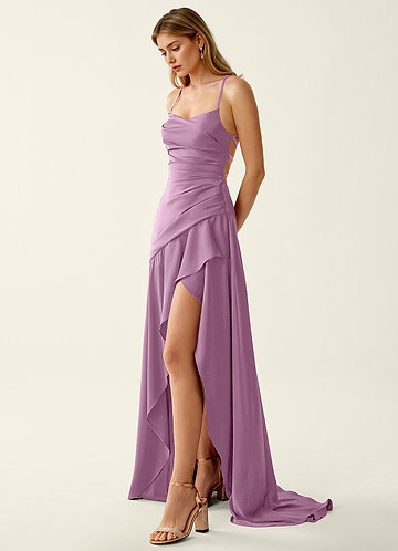 Annabella Rose Blåregn Satin gallakjole med snøre på ryggen image1