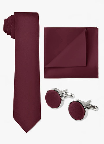 front Matching Skinny Tie & Pocket Square & Cuff Links Set