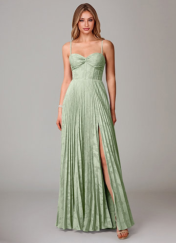 Azazie Akiko Bridesmaid Dresses Dusty Sage A-Line Sweetheart Neckline Floral Burnout Dress image1