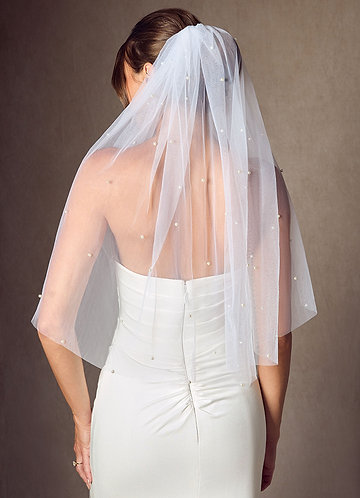 front Jenna Pearl Waist Length Veil