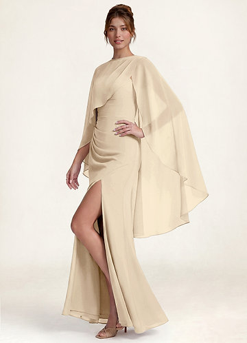 front Azazie Matching Color Asymmetric Chiffon Shawl