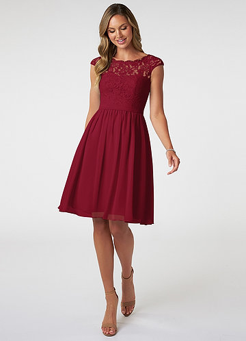 Knee length outlet burgundy bridesmaid dresses