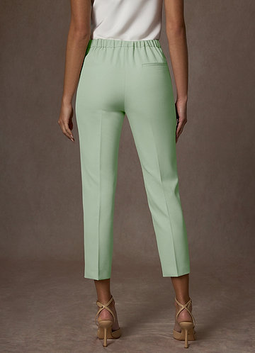 front Kennedy Dusty Sage Structured Stretch Dress Pants