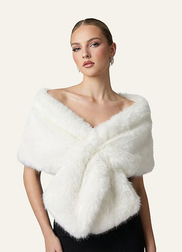front Plush Faux Fur Wrap