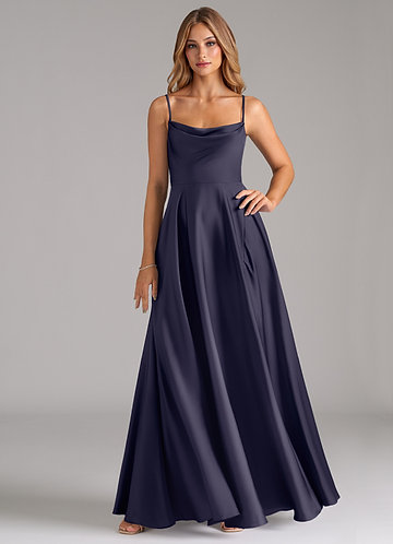 Azazie Elle Bridesmaid Dresses Stormy A-Line Pleated Stretch Satin Dress image1