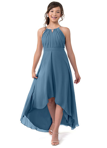 Oneshoulder Scarf Bow Chiffon Junior Bridesmaid Dress In Pale Peach  The  Dessy Group