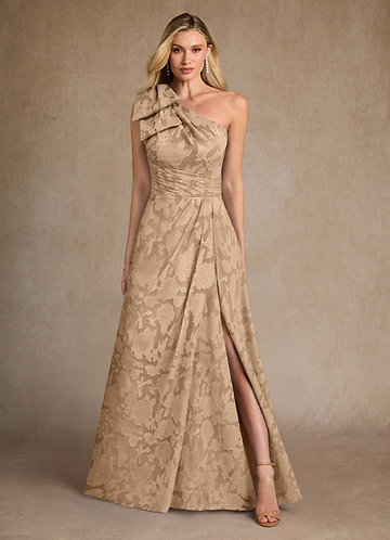 Azazie Easton Mother of the Brides Dresses Champagne Ball-Gown One Shoulder Floral Burnout Dress image1