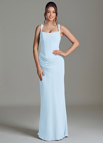 Azazie Niamh Bridesmaid Dresses Sky Blue Mermaid Corset Chiffon Dress image1