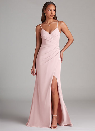 Azazie Maci Brudtärneklänningar Klä av Tubklänning i Chiffong Plisserad Rodnande Rosa image1