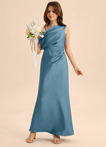 Azazie Emerson Junior Robe Fourreau en Satin extensible Épaule décolletée Bermude image1