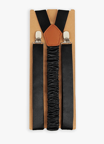 front Matching Color Matte Satin Suspenders