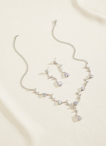 Parure De Bijoux De Mariage En Cristal Strass - Collier Et Boucles D'oreilles Motif Fleur - Pour Mariée, Demoiselle D'honneur