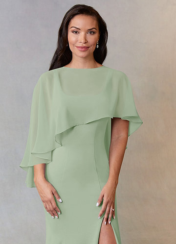 front Azazie Enveloppement En Mousseline De Soie Wren De Couleur Assortie