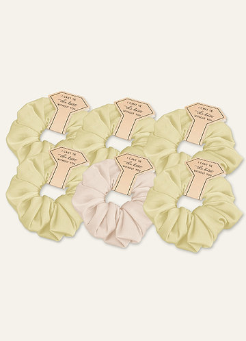 front Matchande färg blandad färg Brudtärna Stretch Satin Over Size Scrunchie Set