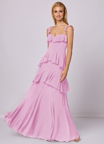 Barbie ♥ Azazie Bridesmaid Dresses Candy Pink A-Line Sweetheart Neckline Chiffon Dress image1