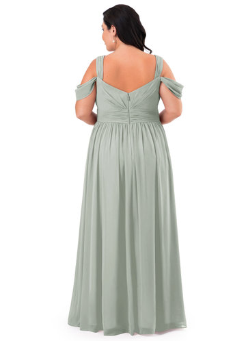 silver green bridesmaid dresses