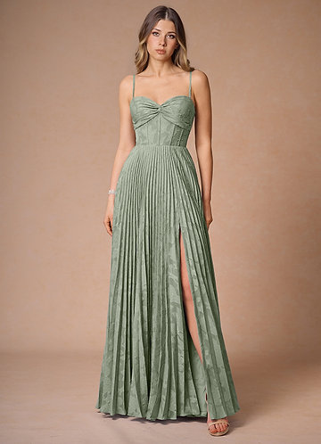 Akiko Pistachio Pleated Maxi Dress image1