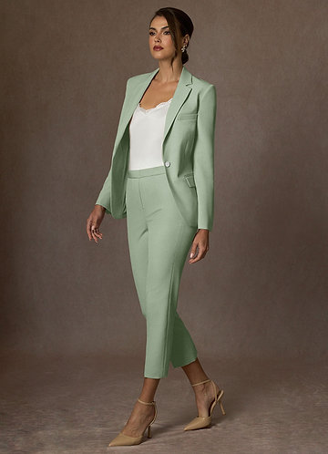 front Kennedy Dusty Sage Structured Stretch Pants Suit