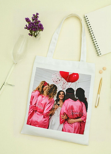 front Custom Photo Canvas Tote Bag