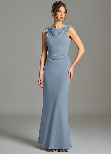 Blue Boat Neck Bridesmaid Dresses | Azazie