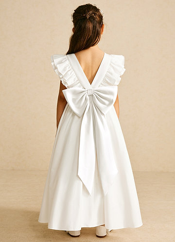 Azazie Aero Flower Girl Dresses Ivory A-Line Pleated Cotton Dress image1 0