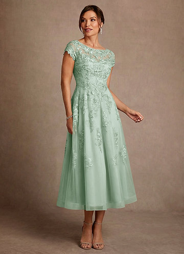 Azazie Jolanda Mother of the Brides Dresses Agave A-Line Lace Dress image1