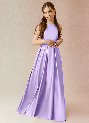 Lilac Matte Satin Junior Bridesmaid Dresses | Azazie