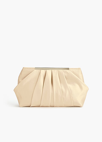 front Matching Color Matte Satin Pleated Clutch