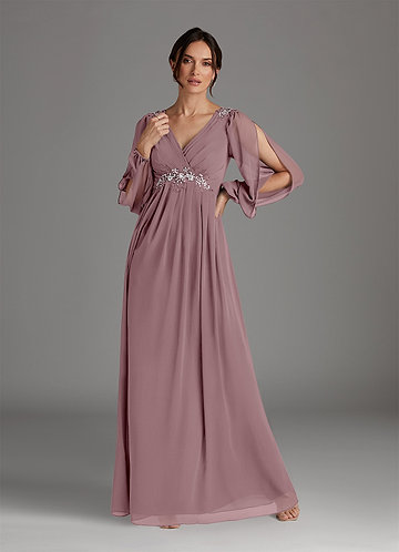 Azazie Gypsy Mother of the Brides Dresses Dusty Rose A-Line V-Neck Sequins Chiffon Dress image1