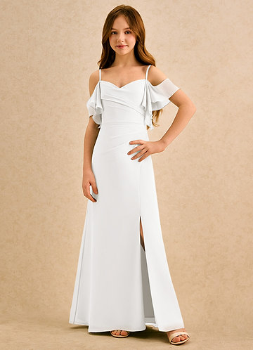 Azazie Pippy Girls Formal Sukienki dla dziewczynek sypiących kwiaty Linia A Dekolt w kształcie serca Szyfon Długość podłogi Sukienka image1